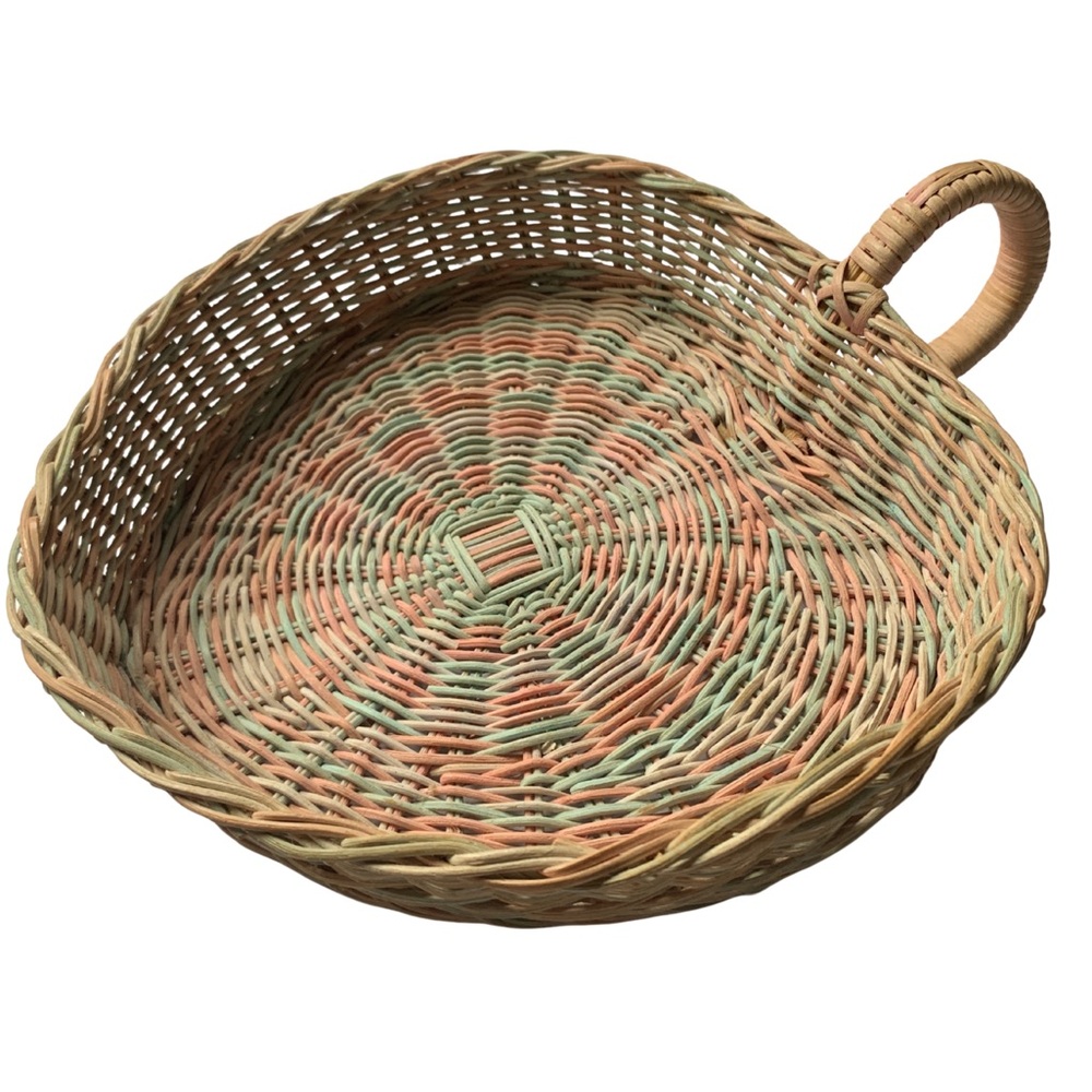 Handwoven Multicolor Rattan Heart Shaped Basket